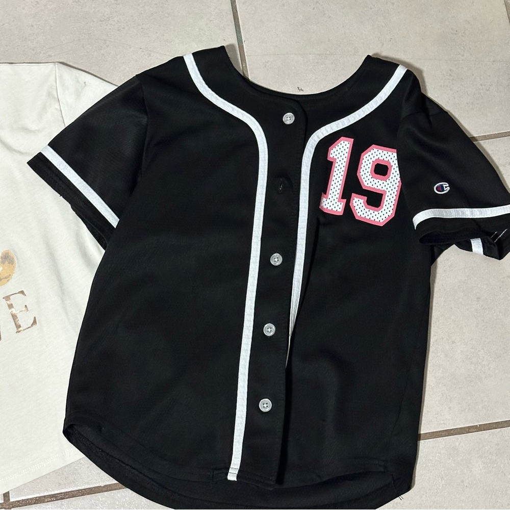 Champion & Kandy Kiss Kids Girl Cat Print Cream T-Shirt and Black Baseball Tee M - Picture 2 of 7
